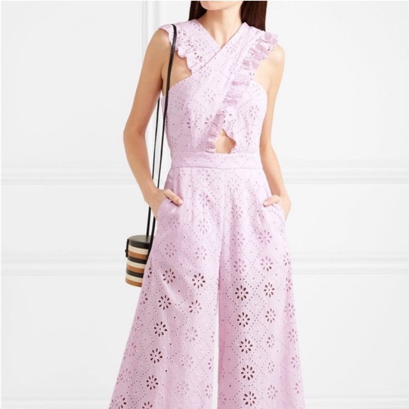 Alice McCall Pants - Alice McCall Limonada Ruffled Broderie Anglaise Cotton Jumpsuit Size 10